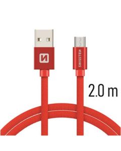 SWISSTEN DATA CABLE USB / MICRO USB TEXTILE 2,0M RED