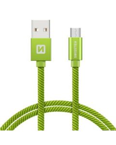 SWISSTEN DATA CABLE USB / MICRO USB TEXTILE 2,0M GREEN