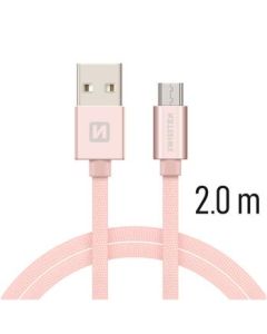 SWISSTEN DATA CABLE USB / MICRO USB TEXTILE 2,0M PINK