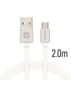 SWISSTEN DATA CABLE USB / MICRO USB TEXTILE 2,0M SILVER