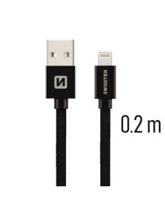 SWISSTEN DATA CABLE USB / LIGHTNING TEXTILE 0,2M BLACK