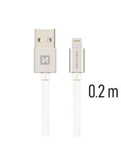 SWISSTEN DATA CABLE USB / LIGHTNING TEXTILE 0,2M SILVER