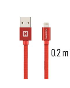 SWISSTEN DATA CABLE USB / LIGHTNING TEXTILE 0,2M RED