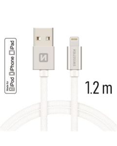 SWISSTEN DATA CABLE USB / LIGHTNING MFi TEXTILE 1,2M SILVER