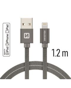 SWISSTEN DATA CABLE USB / LIGHTNING MFi TEXTILE 1,2M GREY