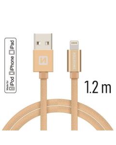 SWISSTEN DATA CABLE USB / LIGHTNING MFi TEXTILE 1,2M GOLD