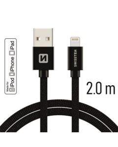 SWISSTEN DATA CABLE USB / LIGHTNING MFi TEXTILE 2,0M BLACK