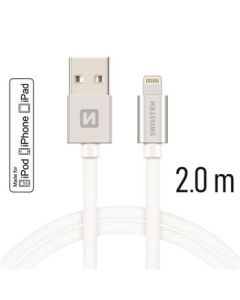 SWISSTEN DATA CABLE USB / LIGHTNING MFi TEXTILE 2,0M SILVER