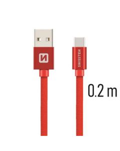SWISSTEN DATA CABLE USB / USB-C TEXTILE 0,2M RED