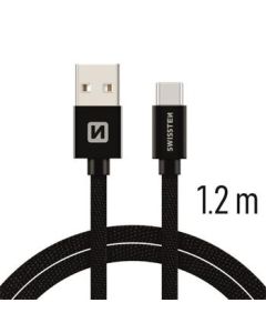 SWISSTEN DATA CABLE USB / USB-C TEXTILE 1,2M BLACK