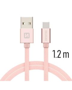 SWISSTEN DATA CABLE USB / USB-C TEXTILE 1,2M PINK