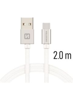 SWISSTEN DATA CABLE USB / USB-C TEXTILE 2,0M SILVER