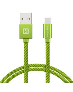SWISSTEN DATA CABLE USB / USB-C TEXTILE 2,0M GREEN