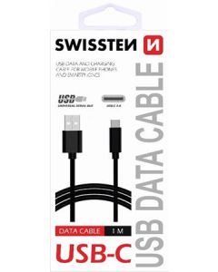 SWISSTEN DATA CABLE USB / USB-C 3.1 1,5M BLACK (7mm)
