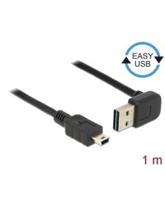 Delock Kabel EASY-USB 2.0 Typ-A samec pravoúhlý nahoru / dolů > USB 2.0 Typ Mini-B samec 1 m