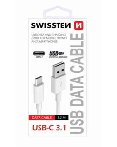SWISSTEN DATA CABLE USB / USB-C 3.1 1,5M WHITE (9mm)