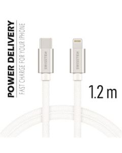 SWISSTEN DATA CABLE USB-C / LIGHTNING TEXTILE 1,2M SILVER