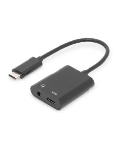 Digitus Rozbočovací kabel USB typu C, typ C - 3,5 mm + typ C M/F/F, 0,2 m, Gen2, 5A, 10 GB, Vers. 3,1, CE, bl