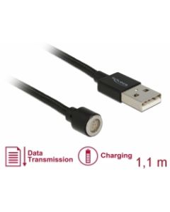 Delock Magnetický USB datový a napájecí kabel cerný 1,1 m