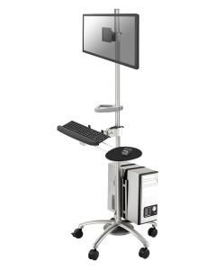Neomounts FPMA-MOBILE1800 / Mobile Workplace Floor Stand (monitor, keyboard/mouse & PC) / Silver