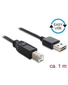 Delock Kabel EASY-USB 2.0 Typ-A samec > USB 2.0 Typ-B samec 1 m černý