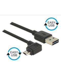 Delock kabel EASY-USB 2.0-A samec > EASY-Micro USB 2.0 samec pravoúhlý levý/pravýt 3 m