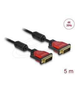 Delock Kabel DVI 24+1 samec > DVI 24+1 samec 5 m červený kovová spona