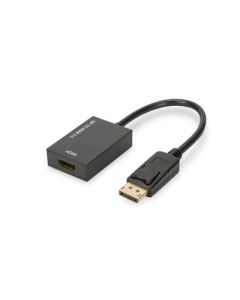 Digitus DisplayPort kabelový adaptér, DP - HDMI typ A M / F, 0,2 m, s blokováním, HDMI 2.0, akt., CE, zlato, bl