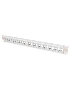 DIGITUS Modular Patch Panel, stíněný, 24 portů, 1U, Rack Mount, transp. štítek pole, šedáModular Patch Panel, stíněný, 24 portů, 1