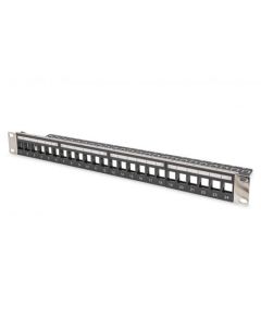 DIGITUS Modulární propojovací panel, stíněný 24 portů, Blank, 1U, Rack Mount, barevná černá průhledná pole štítků
