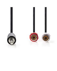 Nedis CAGB22250BK02 - Stereofonní Audio Kabel | 3,5mm Zástrčka - 2x RCA Zásuvka | 0,2 m | Černá barva