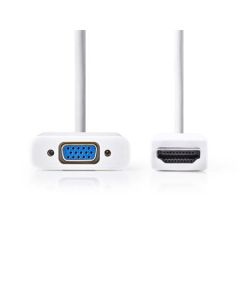 Nedis CCGB34900WT02 - HDMI™ – VGA Kabel | Konektor HDMI™ - VGA Zásuvka + 3,5mm výstup | 0,2 m | Bílá barva
