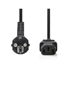 Nedis CEGB10000BK20 - Napájecí Kabel | Úhlová zástrčka Schuko - IEC-320-C13 | 2 m | Černá barva
