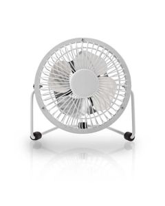 Nedis FNDK1WT10 - Kovový Mini Ventilátor | Průměr 10 cm | Napájení prostřednictvím USB | Bílá barva