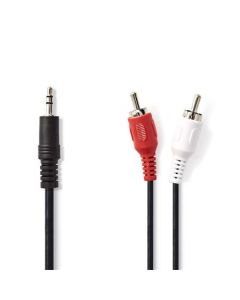 Nedis CAGB22200BK100 - Stereofonní Audio Kabel | 3,5mm Zástrčka - 2x RCA Zástrčka | 10 m | Černá barva