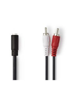 Nedis CAGB22255BK02 - Stereofonní Audio Kabel | 2x RCA Zástrčka - 3,5mm Zásuvka | 0,2 m | Černá barva