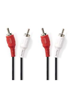 Nedis CAGB24200BK50 - Stereofonní Audio Kabel | 2x RCA Zástrčka - 2x RCA Zástrčka | 5 m | Černá barva