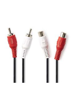 Nedis CAGB24205BK50 - Stereofonní Audio Kabel | 2x RCA Zástrčka - 2x RCA Zásuvka | 5 m | Černá barva