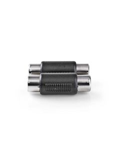 Nedis CAGB24952BK - Stereofonní audioadaptér | 2x RCA Zásuvka - 2x RCA Zásuvka | Černá barva