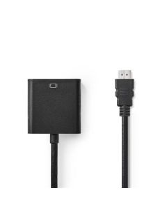 Nedis CCGB34900BK02 - HDMI™ – VGA Kabel | Konektor HDMI™ - VGA Zásuvka + 3,5mm výstup | 0,2 m | Černá barva