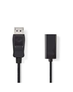 Nedis CCGB37150BK02 - DisplayPort – HDMI Kabel | DisplayPort Zástrčka - HDMI Zásuvka | 0,2 m | Černá barva