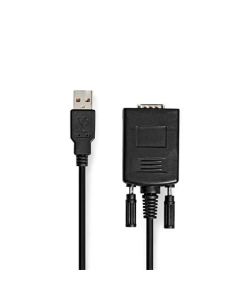 Nedis CCGW60852BK09 - Převodník | USB A zástrčka na RS232 zástrčka | USB 2.0 | 0,9 m kabel