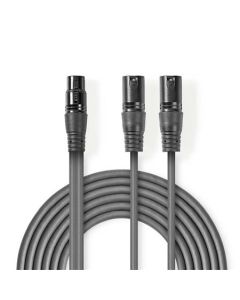 Nedis COTH15020GY15 - Vyvážený XLR Audiokabel | 2x XLR 3pinová Zástrčka – XLR 3pinová Zásuvka | 1,5 m | Šedá barva