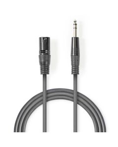 Nedis COTH15100GY30 - Vyvážený XLR Audiokabel | XLR 3pinová Zástrčka – 6,35mm Zástrčka | 3 m | Šedá barva