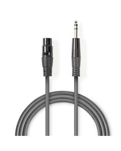 Nedis COTH15110GY15 - Vyvážený XLR Audiokabel | XLR 3pinová Zásuvka – 6,35mm Zástrčka | 1,5 m | Šedá barva