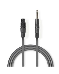 Nedis COTH15120GY30 - Nevyvážený XLR Audiokabel | XLR 3pinová Zásuvka – 6,35mm Zástrčka | 3 m | Šedá barva