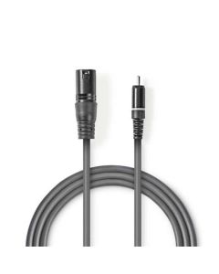 Nedis COTH15205GY15 - XLR Audiokabel | XLR 3pinová Zástrčka – RCA Zástrčka | 1,5 m | Šedá barva