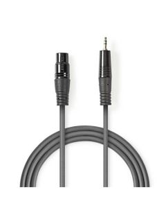 Nedis COTH15300GY15 - XLR Audiokabel | XLR 3pinová Zástrčka – 3,5mm Zástrčka | 1,5 m | Šedá barva