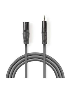 Nedis COTH15300GY30 - XLR Audiokabel | XLR 3pinová Zástrčka – 3,5mm Zástrčka | 3 m | Šedá barva