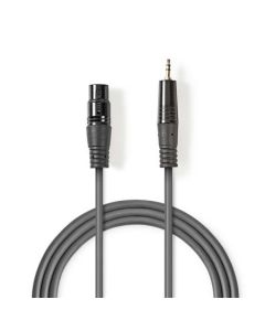 Nedis COTH15320GY10 - Vyvážený XLR Audiokabel | XLR 3pinová Zásuvka – 3,5mm Zástrčka | 1 m | Šedá barva